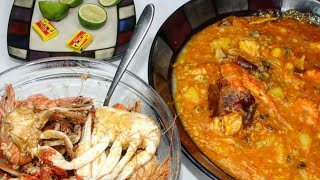 Ebbeh GAMBIA NO1 STREET FOOD🇬🇲  SEAFOOD CASSAVA SOUP WITH PALMOIL EBBEH GAMBIE [upl. by Radie]