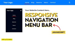 Master the Art of Creating a Responsive Navigation Menu Bar using JavaScript [upl. by Frodine]