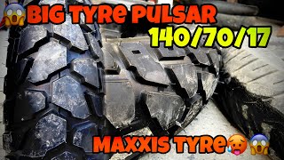 Installed big tyre in pulsar😱 maxxis tyres🥵 Best tyres for pulsar 125150180220❤️ [upl. by Yorel]