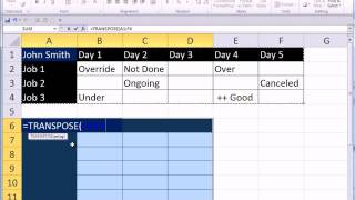 Excel 2010 Magic Trick 799 TRANSPOSE IF formula Transpose Data Show Text instead of BlanksZeros [upl. by Adnirolc]