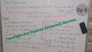 Topologie des Espaces Vectoriels Normés Ep 8  Les ensembles Fermés [upl. by Annaohj263]