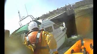 RNLI Brighton Lifeboat rescue family and stricken motor cruiser [upl. by Hafital574]