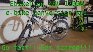 Ebikeling 48V 1200W Ebike Conversion Kit waterproof Live dangerously [upl. by Hoenack150]