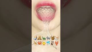 ASMR CLEAR EMOJI FOOD 🧜🧸🐢🐘🐿️🐈🦒🦀🐥🐬🦉🦞이모지 먹방 sped up [upl. by Nakasuji]