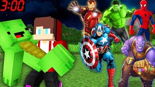 JJ Saving Mikey from Scary SPIDERMAN IRON MAN HULK THANOS in Minecraft Challenge Maizen Monsters [upl. by Nibla649]