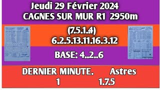 programme quinté Jeudi 29 Février 2024à CAGNES SUR MUR R1 2950m 1355 [upl. by Liw401]