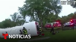 Revelan nuevo video del trágico y mortal accidente de autobús en Florida [upl. by Ennaxor]