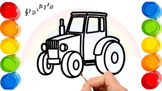 Trattore 🚜🌈 da disegnare e colorare per bambini  Impara il disegno facile [upl. by Moriyama]