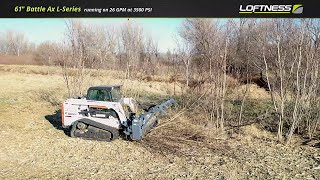 Loftness L Series Battle Ax Mulching Head for Skid Steers [upl. by Adiaj]