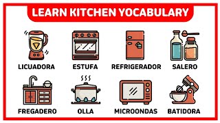 Learn 30 kitchen vocabulary words in Spanish spanish learnspanish [upl. by Mildrid]