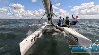 Nacra 20  WSW  1121 knots  upwind amp downwind spinnaker  391 kmh [upl. by Aidas216]