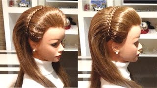 Простая прическа с плетением из 4 прядной косы Объемная прическа на вечер Easy hairstyle [upl. by Anifesoj]