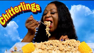 CHITTERLINGS AND RICE MUKBANG  CHRISTMAS EVE 2020  LETS TALK ABOUT IT  EAT WITH ME  먹방 [upl. by Jasen725]