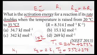 What is the activation energy for a reaction if its rate doubles when the temperature is raised from [upl. by Aicyle]