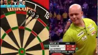 PDC Premier League of Darts 2014  Week 2  van Gerwen bust 180 FAIL [upl. by Michelina]