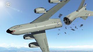 Air Force KC135 Crashes Immediately After Takeoff  Falling Apart Over Kyrgyzstan [upl. by Beera]