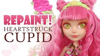 Repaint Valentine Heartstruck Cupid Ever After High Custom Face Up [upl. by Atterbury]