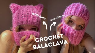 CROCHET BALACLAVA ✨ How to crochet with ears and without 😼 [upl. by Sigfried]