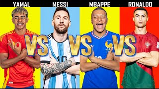 Comparison Ronaldo Versus Messi Versus Mbappé Versus Yamal [upl. by Onivag993]