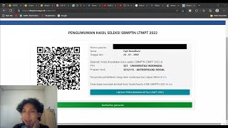 BUKA PENGUMUMAN SBMPTN SAMBIL SEBAT EH KETERIMA DI UI [upl. by Eillehs]