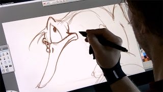 Drawing a cartoon on the Wacom Cintiq 22HD Digital art [upl. by Sedecram504]