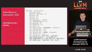 2018 LLVM Developers’ Meeting A Bradbury “LLVM backend development by example RISCV” [upl. by Rhtaeh320]