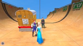 Thomas amp Friends Disney adventure FrozenElsa with Hans and Kristoffsongs for kids with ACTION [upl. by Ellerahs]