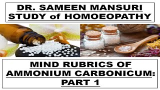 MIND RUBRICS OF AMMONIUM CARBONICUM PART 1 HINDI [upl. by Tuorah]