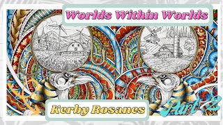 Colour Along  Kerby Rosanes Worlds Within Worlds  Dinosaur Village  Part 1 [upl. by Maite312]