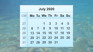 July 2020 Calendar [upl. by Nnalorac]