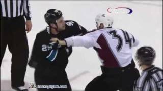 Daniel Winnik vs Ryane Clowe Dec 15 2011 [upl. by Sarene]