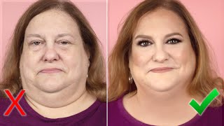 HIDE A DOUBLE CHIN WITH MAKEUP amp CONTOURING Tutorial on Best Tips For Slimming The Face amp Neck [upl. by Trebleda]