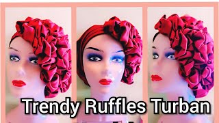 How to make trendy Ruffles headpiece  turban  non stretching fabric littleempirevlogs [upl. by Wood977]