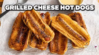 Grilled Cheese Hot Dogs are INSANE  Weber Slate Griddle [upl. by Eniawd498]