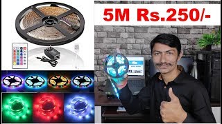 Low Price Waterproof LED Strip Light With RGB Remote Control Color Changing Light 5 Meter Hindi [upl. by Aedrahs929]