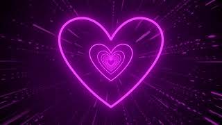 Purple Heart Tunnel Neon Wallpaper Flying Hearts Background Video in Space 2 Hour Loop Screensaver [upl. by Oliy332]