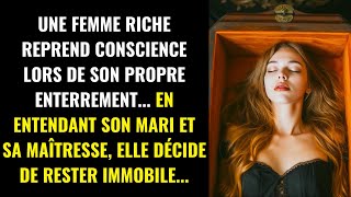 Une femme riche reprend conscience lors de son propre enterrement en entendant son mari et sa [upl. by Ardnahsal]