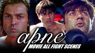 Apne Movie All Fight Scenes  Sunny Deol Bobby Deol Dharmendra  Bollywood Best Action Scene [upl. by Cailean]