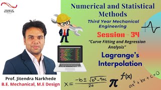 Curve Fitting and Regression Analysis  Lagranges Interpolation  Unit 04 [upl. by Aihsatsan]