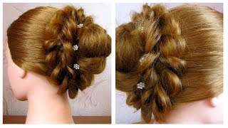 Chignon tressé facile ⭐︎ Сoiffure pour les fêtes soirée mariage ⭐︎ simple et rapide [upl. by Philo]