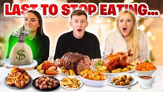 Last to STOP Eating ROAST DINNER Wins £1000  Challenge [upl. by Halverson645]