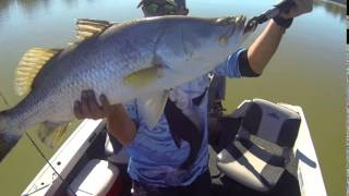 Barra Fishing 2014  Explosive Barramundi amp Croc Footage [upl. by Arther]