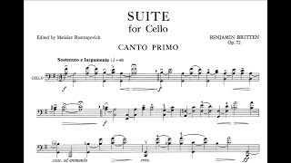 B Britten  Suite no 1 for Solo Cello op 72 SCORE VIDEO [upl. by Clements]