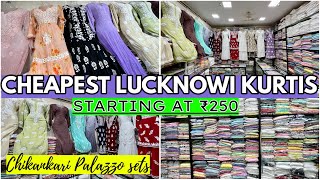 CHEAPEST LUCKNOWI KURTIS AND PALAZZO SETS IN MUMBAI  WHOLESALE PRICES  CONTACT ON 7498204337 [upl. by Ramej]