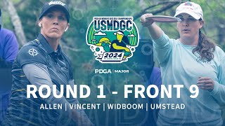 2024 US Womens Disc Golf Championships FP40 R1F9  Allen Vincent Widboom Umstead [upl. by Renie807]