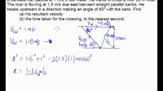 Relative Velocity Example 1  River crossing [upl. by Courcy]