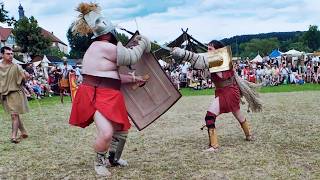 Gladiator fight  Murmillo vs Retiarius  Uprising in Großwallstadt [upl. by Patin]