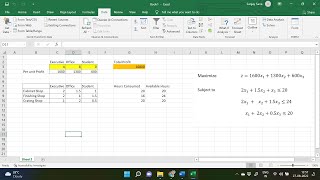 Linear Optimization in Excel with Solver Addin  LPP in Excel [upl. by Yztim]