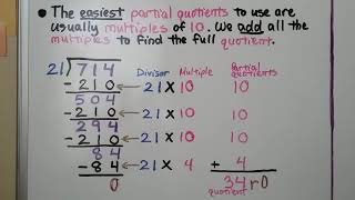 5th Grade Math 24 Partial Quotients to Divide by 2digit Divisors [upl. by Eiuqcaj1]