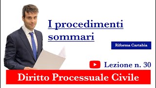 Procedura civile lezione n30 I procedimenti sommari [upl. by Annairam]